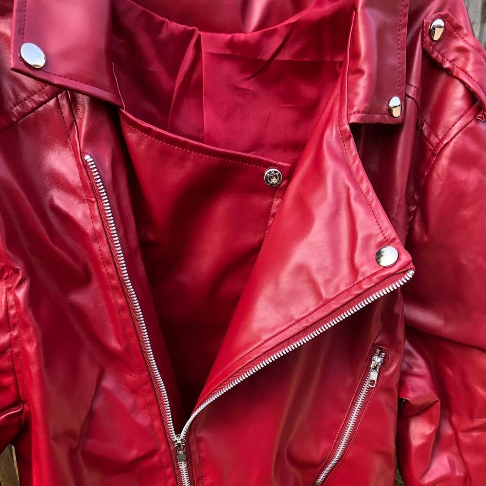 Faux Leather Red Jacket